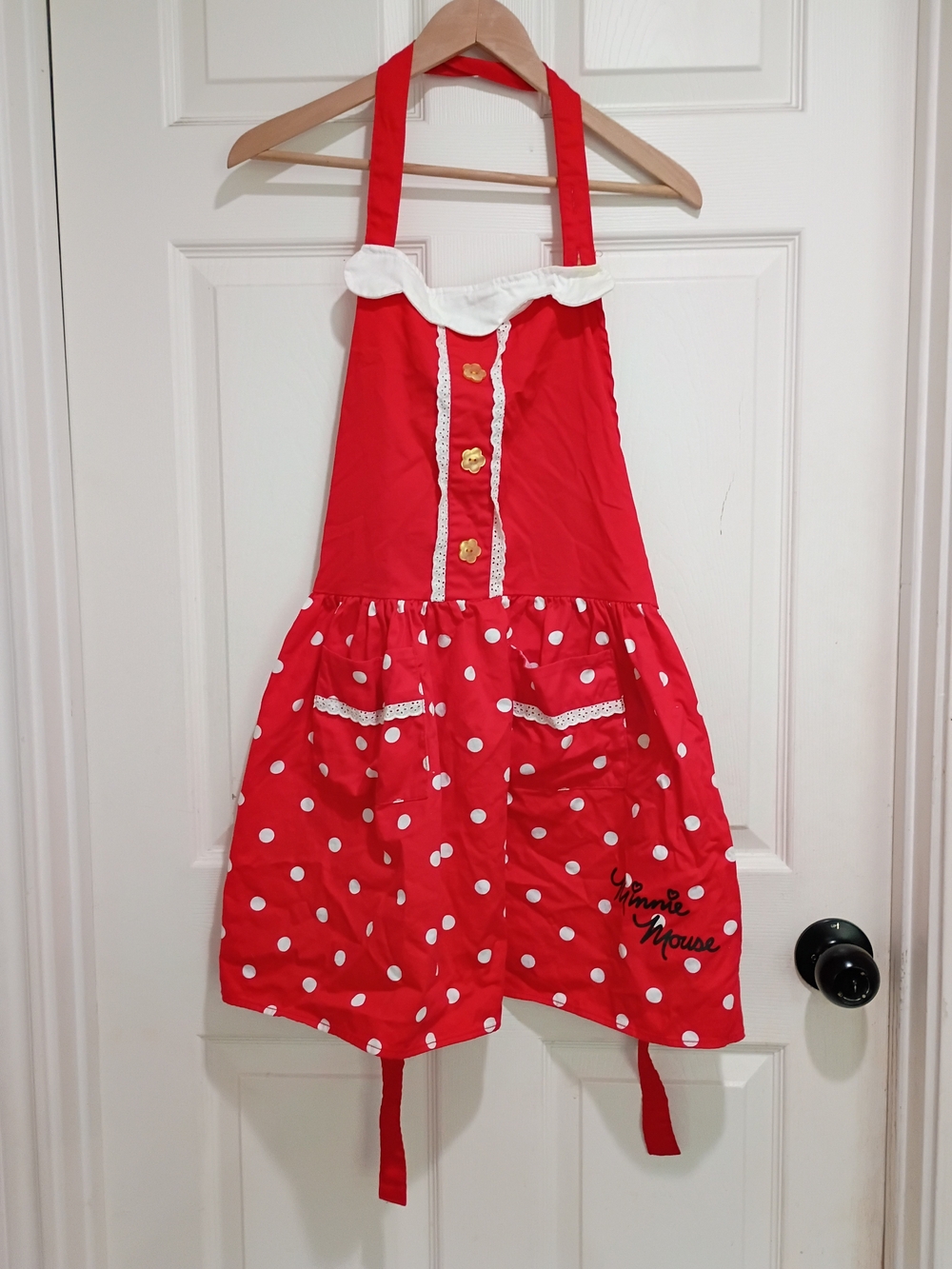 Disney Red and White Minnie Mouse Polka Dot Kids Apron